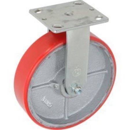 GLOBAL EQUIPMENT Heavy Duty Rigid Plate Caster 8" Polyurethane Wheel 1200 Lb. Capacity CW4-820R-PSRB